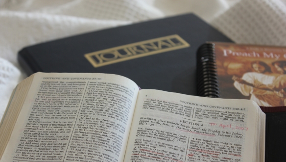 Scriptures, journal and Preach My Gospel